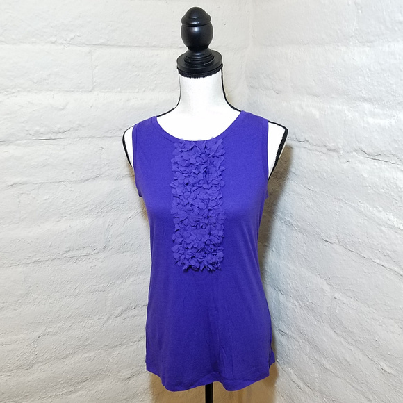 Kieran Tops - KIERAN PURPLE RUFFLE FLOWERS TANK CAMI LARGE